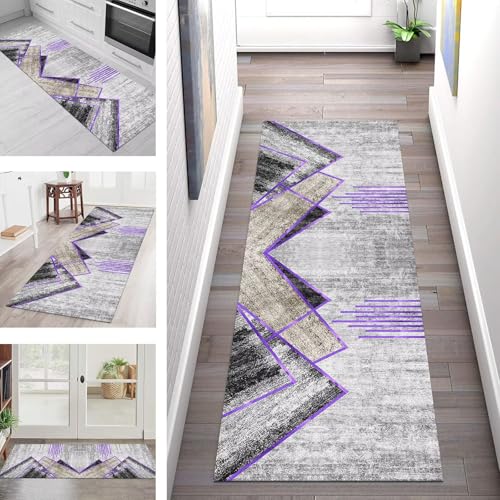 SGLGSTORE Teppich Läufer Flur Küche rutschfest Waschbar Schmutzfangmatte Grau Violett Teppichläufer Küchenläufer Teppichmatten 80X250CM Läufer Wohnzimmer Schlafzimmer Meterware Schmutzfangteppich SGLGSTORE Teppich Läufer Flur Küche rutschfest Waschbar Schmutzfangmatte Grau Violett Teppichläufer Küchenläufer Teppichmatten 80X250CM Läufer Wohnzimmer Schlafzimmer Meterware Schmutzfangteppich von SGLGSTORE
