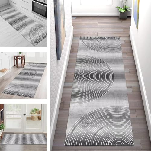 SGLGSTORE Teppich Läufer Flur Küche rutschfest Waschbar Schmutzfangmatte Grau Weiß Abstrakt Teppichläufer Kücheläufer 90X450CM Teppichmatte Meterware Wohnzimmer Schlafzimmer Schmutzfangküchenteppich SGLGSTORE Teppich Läufer Flur Küche rutschfest Waschbar Schmutzfangmatte Grau Weiß Abstrakt Teppichläufer Kücheläufer 90X450CM Teppichmatte Meterware Wohnzimmer Schlafzimmer Schmutzfangküchenteppich von SGLGSTORE