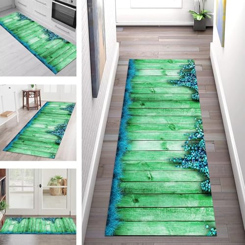 SGLGSTORE Teppich Läufer Flur Küche rutschfest Waschbar Schmutzfangmatte Grün Blau Teppichläufer Küchenläufer Teppichmatten 80X450CM Läufer Wohnzimmer Schlafzimmer Meterware Schmutzfangteppich SGLGSTORE Teppich Läufer Flur Küche rutschfest Waschbar Schmutzfangmatte Grün Blau Teppichläufer Küchenläufer Teppichmatten 80X450CM Läufer Wohnzimmer Schlafzimmer Meterware Schmutzfangteppich von SGLGSTORE