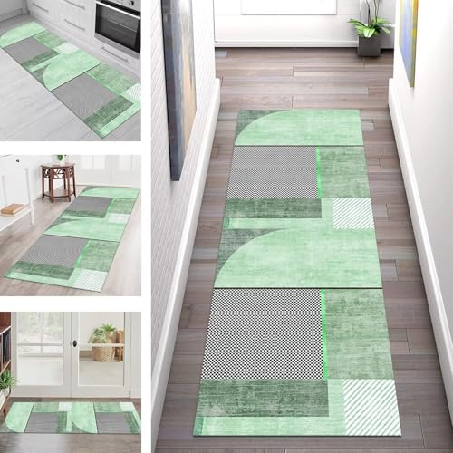 SGLGSTORE Teppich Läufer Flur Küche rutschfest Waschbar Schmutzfangmatte Grün Schwarz Teppichläufer Küchenläufer Teppichmatten 90X180CM Läufer Wohnzimmer Schlafzimmer Meterware Schmutzfangteppich SGLGSTORE Teppich Läufer Flur Küche rutschfest Waschbar Schmutzfangmatte Grün Schwarz Teppichläufer Küchenläufer Teppichmatten 90X180CM Läufer Wohnzimmer Schlafzimmer Meterware Schmutzfangteppich von SGLGSTORE