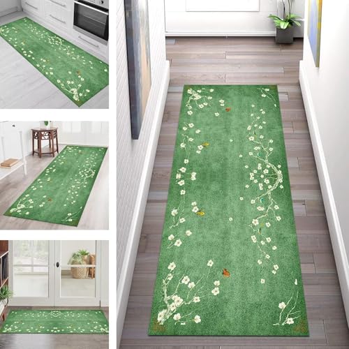 SGLGSTORE Teppich Läufer Flur Küche rutschfest Waschbar Schmutzfangmatte Grün Teppichläufer Dauerhaft Kücheläufer 60X90CM Teppichmatte Meterware Wohnzimmer Schlafzimmer Schmutzfangteppich Flurläufer SGLGSTORE Teppich Läufer Flur Küche rutschfest Waschbar Schmutzfangmatte Grün Teppichläufer Dauerhaft Kücheläufer 60X90CM Teppichmatte Meterware Wohnzimmer Schlafzimmer Schmutzfangteppich Flurläufer von SGLGSTORE
