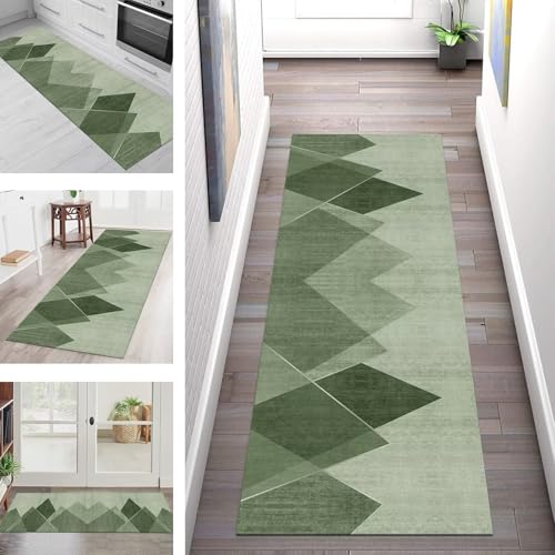 SGLGSTORE Teppich Läufer Flur Küche rutschfest Waschbar Schmutzfangmatte Grün Teppichläufer Küchenläufer Teppichmatten 40X60CM Läufer Wohnzimmer Schlafzimmer Meterware Schmutzfangteppich von SGLGSTORE