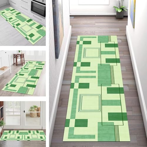 SGLGSTORE Teppich Läufer Flur Küche rutschfest Waschbar Schmutzfangmatte Grün Teppichläufer Küchenläufer Teppichmatten 50X50CM Läufer Wohnzimmer Schlafzimmer Meterware Schmutzfangteppich von SGLGSTORE