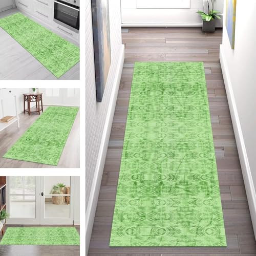 SGLGSTORE Teppich Läufer Flur Küche rutschfest Waschbar Schmutzfangmatte Grün Teppichläufer Küchenläufer Teppichmatten 60X100CM Läufer Wohnzimmer Schlafzimmer Meterware Schmutzfangteppich von SGLGSTORE