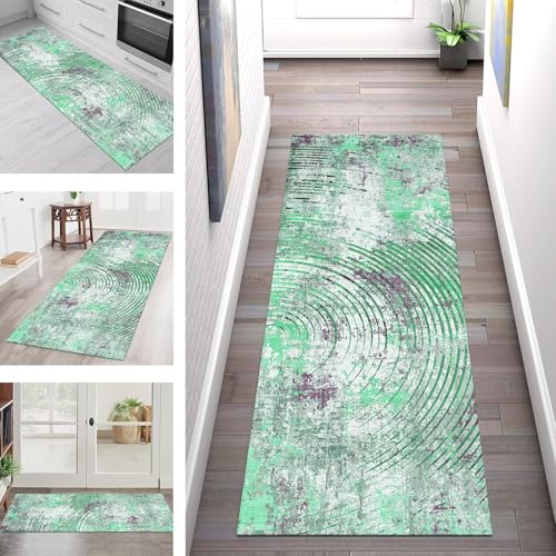 SGLGSTORE Teppich Läufer Flur Küche rutschfest Waschbar Schmutzfangmatte Grün Violett Abstrakt Teppichläufer Kücheläufer 80X120CM Teppichmatte Meterware Wohnzimmer Schlafzimmer Schmutzfangteppich SGLGSTORE Teppich Läufer Flur Küche rutschfest Waschbar Schmutzfangmatte Grün Violett Abstrakt Teppichläufer Kücheläufer 80X120CM Teppichmatte Meterware Wohnzimmer Schlafzimmer Schmutzfangteppich von SGLGSTORE