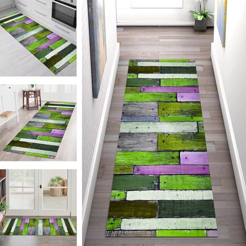 SGLGSTORE Teppich Läufer Flur Küche rutschfest Waschbar Schmutzfangmatte Grün Violett Teppichläufer Küchenläufer Teppichmatten 65X180CM Läufer Wohnzimmer Schlafzimmer Meterware Schmutzfangteppich SGLGSTORE Teppich Läufer Flur Küche rutschfest Waschbar Schmutzfangmatte Grün Violett Teppichläufer Küchenläufer Teppichmatten 65X180CM Läufer Wohnzimmer Schlafzimmer Meterware Schmutzfangteppich von SGLGSTORE