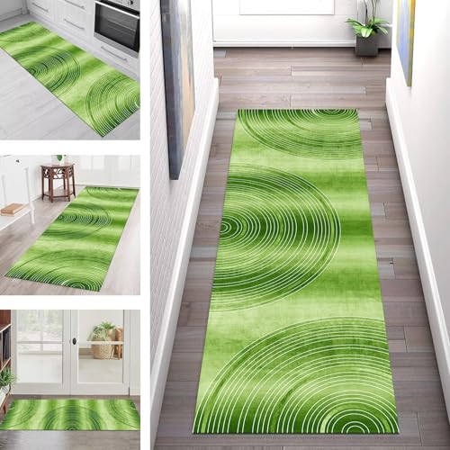 SGLGSTORE Teppich Läufer Flur Küche rutschfest Waschbar Schmutzfangmatte Grün Weiß Abstrakt Teppichläufer Kücheläufer 80X180CM Teppichmatte Meterware Wohnzimmer Schlafzimmer Schmutzfangteppich SGLGSTORE Teppich Läufer Flur Küche rutschfest Waschbar Schmutzfangmatte Grün Weiß Abstrakt Teppichläufer Kücheläufer 80X180CM Teppichmatte Meterware Wohnzimmer Schlafzimmer Schmutzfangteppich von SGLGSTORE