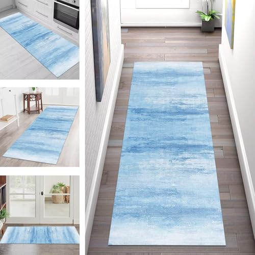 SGLGSTORE Teppich Läufer Flur Küche rutschfest Waschbar Schmutzfangmatte Hellblau Teppichläufer Kücheläufer 40X200CM Teppichmatte Meterware Wohnzimmer Schlafzimmer Flurteppich Schmutzfangteppich SGLGSTORE Teppich Läufer Flur Küche rutschfest Waschbar Schmutzfangmatte Hellblau Teppichläufer Kücheläufer 40X200CM Teppichmatte Meterware Wohnzimmer Schlafzimmer Flurteppich Schmutzfangteppich von SGLGSTORE