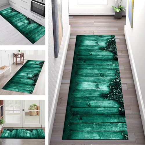 SGLGSTORE Teppich Läufer Flur Küche rutschfest Waschbar Schmutzfangmatte Holzmaserung Teppichläufer Küchenläufer Teppichmatten 100X200CM Läufer Wohnzimmer Schlafzimmer Meterware Schmutzfangteppich von SGLGSTORE