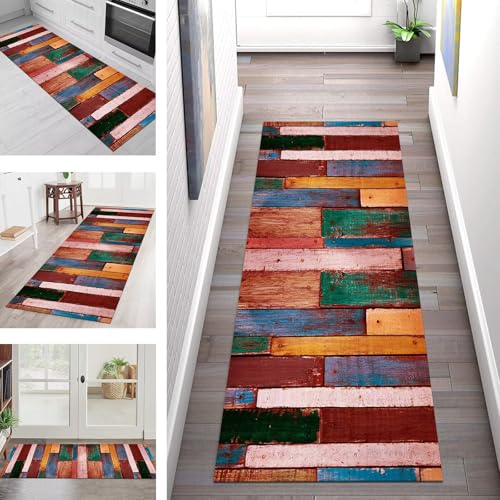 SGLGSTORE Teppich Läufer Flur Küche rutschfest Waschbar Schmutzfangmatte Holzmaserung Teppichläufer Küchenläufer Teppichmatten 110X450CM Läufer Wohnzimmer Schlafzimmer Meterware Schmutzfangteppich SGLGSTORE Teppich Läufer Flur Küche rutschfest Waschbar Schmutzfangmatte Holzmaserung Teppichläufer Küchenläufer Teppichmatten 110X450CM Läufer Wohnzimmer Schlafzimmer Meterware Schmutzfangteppich von SGLGSTORE