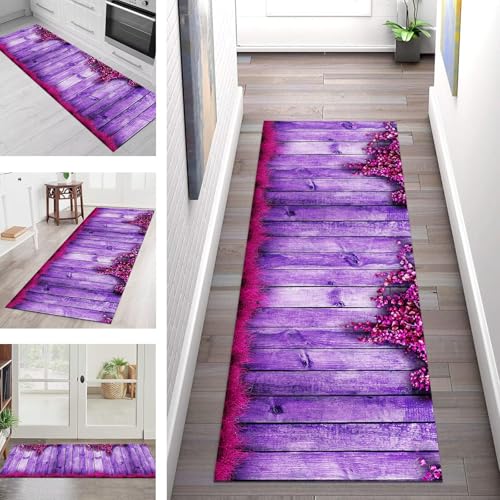 SGLGSTORE Teppich Läufer Flur Küche rutschfest Waschbar Schmutzfangmatte Holzmaserung Teppichläufer Küchenläufer Teppichmatten 50X100CM Läufer Wohnzimmer Schlafzimmer Meterware Schmutzfangteppich von SGLGSTORE