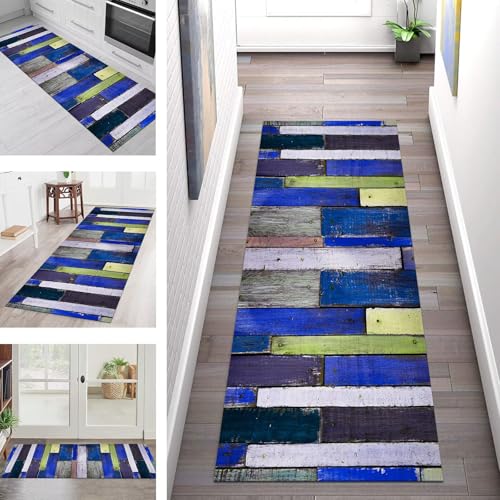 SGLGSTORE Teppich Läufer Flur Küche rutschfest Waschbar Schmutzfangmatte Holzmaserung Teppichläufer Küchenläufer Teppichmatten 50X100CM Läufer Wohnzimmer Schlafzimmer Meterware Schmutzfangteppich von SGLGSTORE