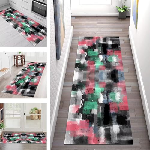 SGLGSTORE Teppich Läufer Flur Küche rutschfest Waschbar Schmutzfangmatte Mehrfarbig Abstrakt Teppichläufer Kücheläufer 40X350CM Teppichmatte Meterware Wohnzimmer Schlafzimmer Schmutzfangteppich von SGLGSTORE