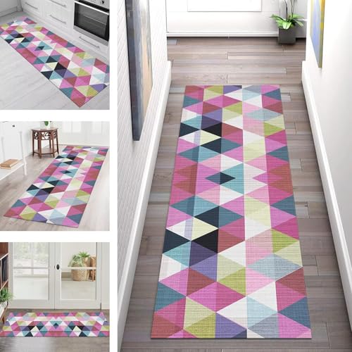 SGLGSTORE Teppich Läufer Flur Küche rutschfest Waschbar Schmutzfangmatte Mehrfarbig Geometrisch Teppichläufer Kücheläufer 40X60CM Teppichmatte Meterware Wohnzimmer Schlafzimmer Schmutzfangteppich von SGLGSTORE