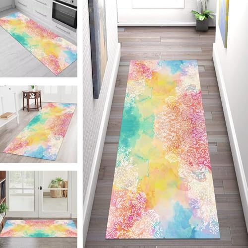 SGLGSTORE Teppich Läufer Flur Küche rutschfest Waschbar Schmutzfangmatte Mehrfarbig Teppichläufer Küchenläufer Teppichmatten 40X350CM Läufer Wohnzimmer Schlafzimmer Schmutzfangteppich von SGLGSTORE