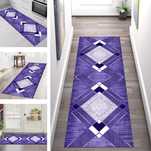 SGLGSTORE Teppich Läufer Flur Küche rutschfest Waschbar Schmutzfangmatte Modern Blauviolett Weiß Teppichläufer Kücheläufer 70X150CM Teppichmatte Meterware Wohnzimmer Schlafzimmer Schmutzfangteppich SGLGSTORE Teppich Läufer Flur Küche rutschfest Waschbar Schmutzfangmatte Modern Blauviolett Weiß Teppichläufer Kücheläufer 70X150CM Teppichmatte Meterware Wohnzimmer Schlafzimmer Schmutzfangteppich von SGLGSTORE