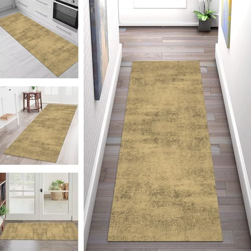 SGLGSTORE Teppich Läufer Flur Küche rutschfest Waschbar Schmutzfangmatte Orange Braun Grün Teppichläufer Kücheläufer 100X120CM Teppichmatte Meterware Wohnzimmer Schlafzimmer Schmutzfangteppich von SGLGSTORE