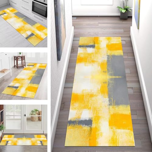 SGLGSTORE Teppich Läufer Flur Küche rutschfest Waschbar Schmutzfangmatte Orange Gelb Grau Teppichläufer Küchenläufer Teppichmatten 100X500CM Läufer Wohnzimmer Schlafzimmer Schmutzfangteppich SGLGSTORE Teppich Läufer Flur Küche rutschfest Waschbar Schmutzfangmatte Orange Gelb Grau Teppichläufer Küchenläufer Teppichmatten 100X500CM Läufer Wohnzimmer Schlafzimmer Schmutzfangteppich von SGLGSTORE