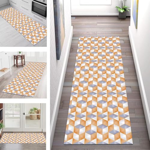 SGLGSTORE Teppich Läufer Flur Küche rutschfest Waschbar Schmutzfangmatte Orange Graublau Teppichläufer Küchenläufer Teppichmatten 90X450CM Läufer Wohnzimmer Schlafzimmer Schmutzfangteppich SGLGSTORE Teppich Läufer Flur Küche rutschfest Waschbar Schmutzfangmatte Orange Graublau Teppichläufer Küchenläufer Teppichmatten 90X450CM Läufer Wohnzimmer Schlafzimmer Schmutzfangteppich von SGLGSTORE