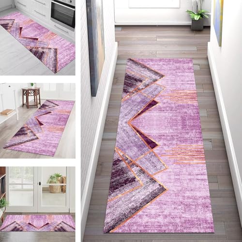 SGLGSTORE Teppich Läufer Flur Küche rutschfest Waschbar Schmutzfangmatte Rosa Rot Gelb Teppichläufer Küchenläufer Teppichmatten 110X500CM Läufer Wohnzimmer Schlafzimmer Meterware Schmutzfangteppich von SGLGSTORE