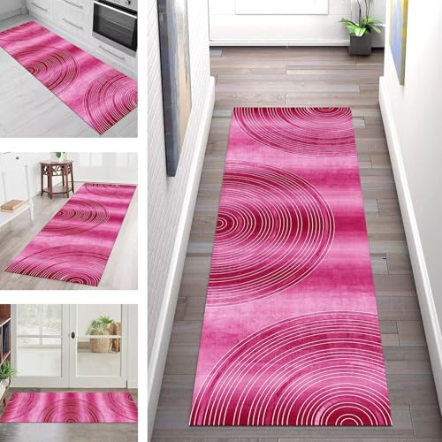 SGLGSTORE Teppich Läufer Flur Küche rutschfest Waschbar Schmutzfangmatte Rosa Rot Weiß Abstrakt Teppichläufer Kücheläufer 80X450CM Teppichmatte Meterware Wohnzimmer Schlafzimmer Schmutzfangteppich SGLGSTORE Teppich Läufer Flur Küche rutschfest Waschbar Schmutzfangmatte Rosa Rot Weiß Abstrakt Teppichläufer Kücheläufer 80X450CM Teppichmatte Meterware Wohnzimmer Schlafzimmer Schmutzfangteppich von SGLGSTORE