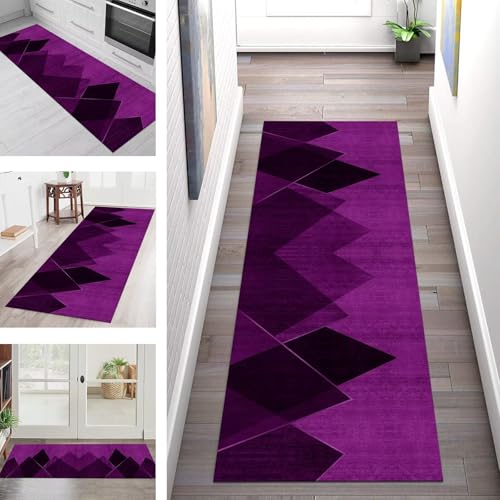 SGLGSTORE Teppich Läufer Flur Küche rutschfest Waschbar Schmutzfangmatte Rosa Schwarz Teppichläufer Küchenläufer Teppichmatten 110X300CM Läufer Wohnzimmer Schlafzimmer Schmutzfangteppich von SGLGSTORE