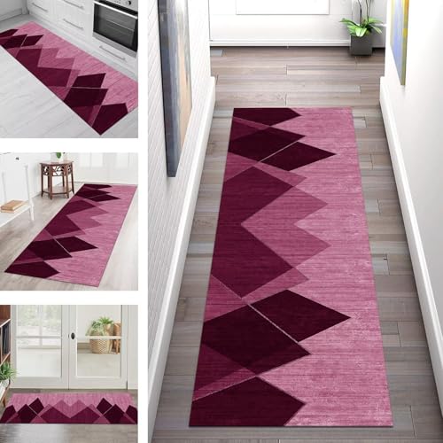 SGLGSTORE Teppich Läufer Flur Küche rutschfest Waschbar Schmutzfangmatte Rosa Teppichläufer Küchenläufer Teppichmatten 40X400CM Läufer Wohnzimmer Schlafzimmer Meterware Schmutzfangteppich von SGLGSTORE