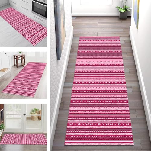 SGLGSTORE Teppich Läufer Flur Küche rutschfest Waschbar Schmutzfangmatte Rosa Teppichläufer Küchenläufer Teppichmatten 40X90CM Läufer Wohnzimmer Schlafzimmer Meterware Schmutzfangteppich von SGLGSTORE