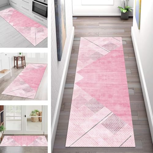 SGLGSTORE Teppich Läufer Flur Küche rutschfest Waschbar Schmutzfangmatte Rosa Teppichläufer Küchenläufer Teppichmatten 50X250CM Läufer Wohnzimmer Schlafzimmer Meterware Schmutzfangteppich SGLGSTORE Teppich Läufer Flur Küche rutschfest Waschbar Schmutzfangmatte Rosa Teppichläufer Küchenläufer Teppichmatten 50X250CM Läufer Wohnzimmer Schlafzimmer Meterware Schmutzfangteppich von SGLGSTORE