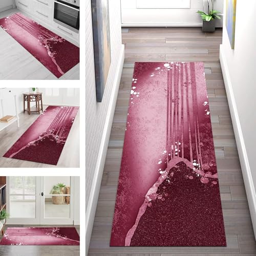 SGLGSTORE Teppich Läufer Flur Küche rutschfest Waschbar Schmutzfangmatte Rosa Teppichläufer Küchenläufer Teppichmatten 80X100CM Läufer Wohnzimmer Schlafzimmer Meterware Schmutzfangteppich von SGLGSTORE