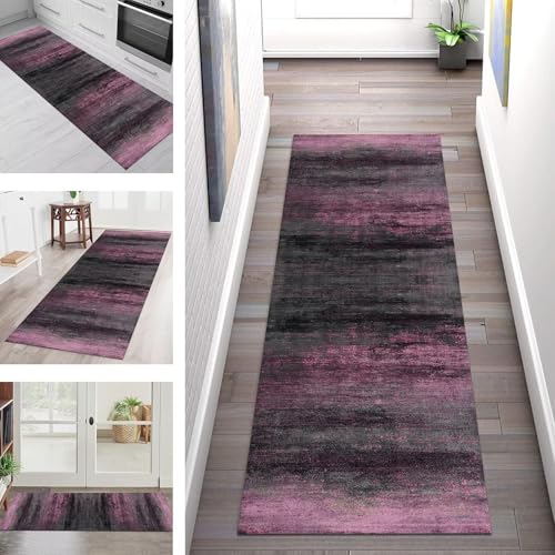 SGLGSTORE Teppich Läufer Flur Küche rutschfest Waschbar Schmutzfangmatte Rosa Violett Grau Teppichläufer Kücheläufer 80X180CM Teppichmatte Meterware Wohnzimmer Schlafzimmer Schmutzfangteppich SGLGSTORE Teppich Läufer Flur Küche rutschfest Waschbar Schmutzfangmatte Rosa Violett Grau Teppichläufer Kücheläufer 80X180CM Teppichmatte Meterware Wohnzimmer Schlafzimmer Schmutzfangteppich von SGLGSTORE