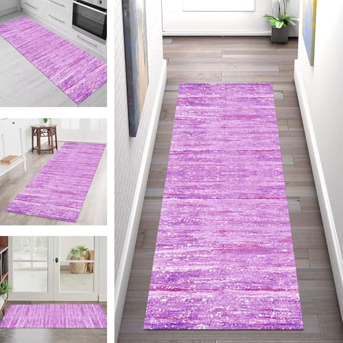 SGLGSTORE Teppich Läufer Flur Küche rutschfest Waschbar Schmutzfangmatte Rosa Violett Rot Teppichläufer Küchen 80X300CM Teppichmatte Meterware Wohnzimmer Schlafzimmer Schmutzfangteppich Flurläufer von SGLGSTORE