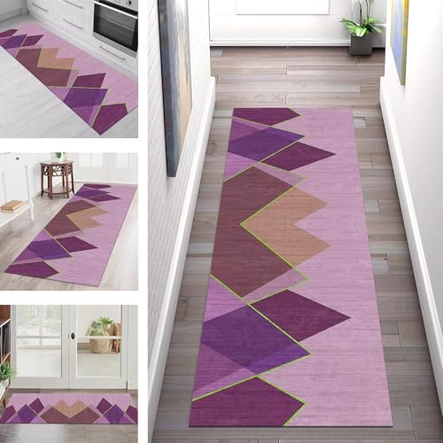SGLGSTORE Teppich Läufer Flur Küche rutschfest Waschbar Schmutzfangmatte Rosa Violett Teppichläufer Küchenläufer Teppichmatten 40X60CM Läufer Wohnzimmer Schlafzimmer Meterware Schmutzfangteppich von SGLGSTORE