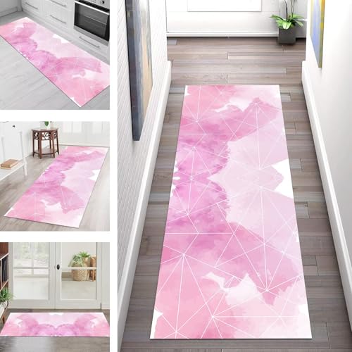 SGLGSTORE Teppich Läufer Flur Küche rutschfest Waschbar Schmutzfangmatte Rosa Violett Weiß Teppichläufer Kücheläufer 60X100CM Teppichmatte Meterware Wohnzimmer Schlafzimmer Schmutzfangteppich SGLGSTORE Teppich Läufer Flur Küche rutschfest Waschbar Schmutzfangmatte Rosa Violett Weiß Teppichläufer Kücheläufer 60X100CM Teppichmatte Meterware Wohnzimmer Schlafzimmer Schmutzfangteppich von SGLGSTORE