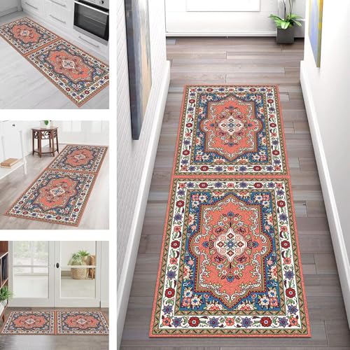 SGLGSTORE Teppich Läufer Flur Küche rutschfest Waschbar Schmutzfangmatte Rot Blau Grün Teppichläufer Küchenläufer Teppichmatten 120X500CM Läufer Wohnzimmer Schlafzimmer Schmutzfangteppich von SGLGSTORE