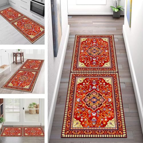 SGLGSTORE Teppich Läufer Flur Küche rutschfest Waschbar Schmutzfangmatte Rot Blau Grün Teppichläufer Küchenläufer Teppichmatten 40X90CM Läufer Wohnzimmer Schlafzimmer Schmutzfangteppich von SGLGSTORE