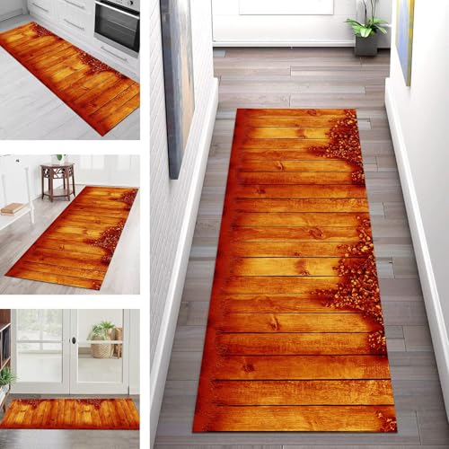 SGLGSTORE Teppich Läufer Flur Küche rutschfest Waschbar Schmutzfangmatte Rot Gelb Teppichläufer Küchenläufer Teppichmatten 110X500CM Läufer Wohnzimmer Schlafzimmer Meterware Schmutzfangteppich von SGLGSTORE