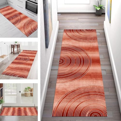 SGLGSTORE Teppich Läufer Flur Küche rutschfest Waschbar Schmutzfangmatte Rot Orange Weiß Teppichläufer Kücheläufer 90X100CM Teppichmatte Meterware Wohnzimmer Schlafzimmer Schmutzfangteppich SGLGSTORE Teppich Läufer Flur Küche rutschfest Waschbar Schmutzfangmatte Rot Orange Weiß Teppichläufer Kücheläufer 90X100CM Teppichmatte Meterware Wohnzimmer Schlafzimmer Schmutzfangteppich von SGLGSTORE