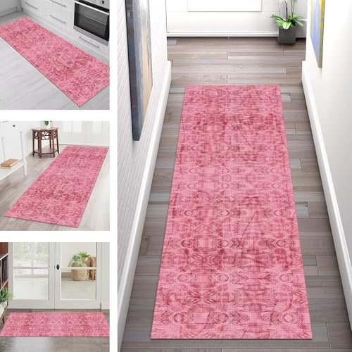 SGLGSTORE Teppich Läufer Flur Küche rutschfest Waschbar Schmutzfangmatte Rot Teppichläufer Küchenläufer Teppichmatten 70X250CM Läufer Wohnzimmer Schlafzimmer Meterware Schmutzfangteppich von SGLGSTORE