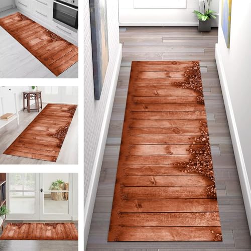 SGLGSTORE Teppich Läufer Flur Küche rutschfest Waschbar Schmutzfangmatte Rotbraun Teppichläufer Küchenläufer Teppichmatten 110X200CM Läufer Wohnzimmer Schlafzimmer Meterware Schmutzfangteppich von SGLGSTORE