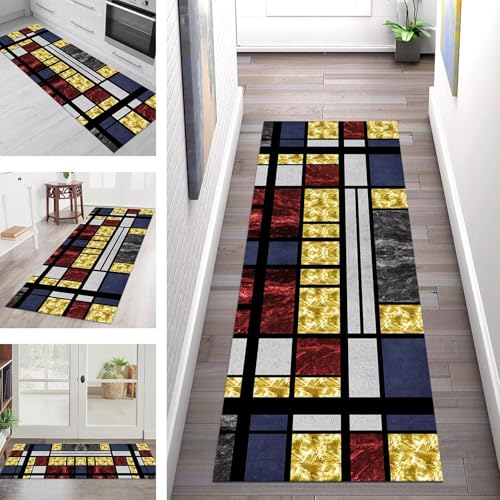 SGLGSTORE Teppich Läufer Flur Küche rutschfest Waschbar Schmutzfangmatte Schwarz Blau Rot Teppichläufer Küchenläufer Teppichmatten 44X120CM Wohnzimmer Schlafzimmer Meterware Schmutzfangteppich SGLGSTORE Teppich Läufer Flur Küche rutschfest Waschbar Schmutzfangmatte Schwarz Blau Rot Teppichläufer Küchenläufer Teppichmatten 44X120CM Wohnzimmer Schlafzimmer Meterware Schmutzfangteppich von SGLGSTORE
