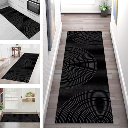SGLGSTORE Teppich Läufer Flur Küche rutschfest Waschbar Schmutzfangmatte Schwarz Dunkelgrau Teppichläufer Kücheläufer 50X450CM Teppichmatte Meterware Wohnzimmer Schlafzimmer Schmutzfangteppich SGLGSTORE Teppich Läufer Flur Küche rutschfest Waschbar Schmutzfangmatte Schwarz Dunkelgrau Teppichläufer Kücheläufer 50X450CM Teppichmatte Meterware Wohnzimmer Schlafzimmer Schmutzfangteppich von SGLGSTORE