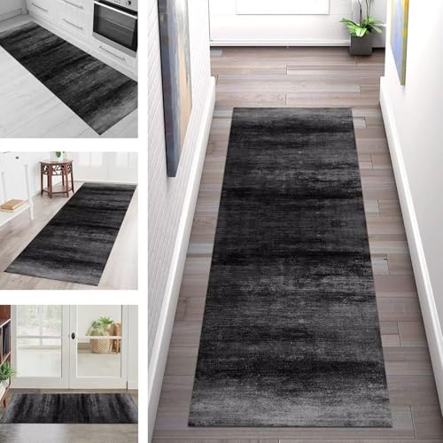 SGLGSTORE Teppich Läufer Flur Küche rutschfest Waschbar Schmutzfangmatte Schwarz Dunkelgrau Teppichläufer Kücheläufer 80X450CM Teppichmatte Meterware Wohnzimmer Schlafzimmer Schmutzfangteppich SGLGSTORE Teppich Läufer Flur Küche rutschfest Waschbar Schmutzfangmatte Schwarz Dunkelgrau Teppichläufer Kücheläufer 80X450CM Teppichmatte Meterware Wohnzimmer Schlafzimmer Schmutzfangteppich von SGLGSTORE