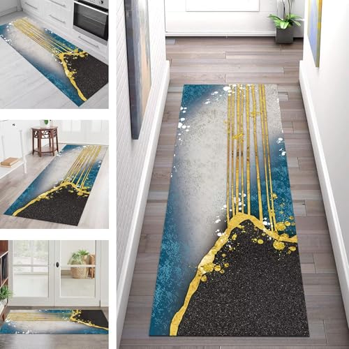 SGLGSTORE Teppich Läufer Flur Küche rutschfest Waschbar Schmutzfangmatte Schwarz Gelb Blau Teppichläufer Küchenläufer Teppichmatten 40X90CM Läufer Wohnzimmer Schlafzimmer Schmutzfangteppich SGLGSTORE Teppich Läufer Flur Küche rutschfest Waschbar Schmutzfangmatte Schwarz Gelb Blau Teppichläufer Küchenläufer Teppichmatten 40X90CM Läufer Wohnzimmer Schlafzimmer Schmutzfangteppich von SGLGSTORE
