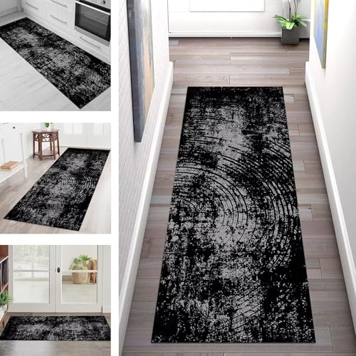 SGLGSTORE Teppich Läufer Flur Küche rutschfest Waschbar Schmutzfangmatte Schwarz Grau Teppichläufer Kücheläufer 120X450CM Teppichmatte Meterware Wohnzimmer Schlafzimmer Schmutzfangteppich SGLGSTORE Teppich Läufer Flur Küche rutschfest Waschbar Schmutzfangmatte Schwarz Grau Teppichläufer Kücheläufer 120X450CM Teppichmatte Meterware Wohnzimmer Schlafzimmer Schmutzfangteppich von SGLGSTORE