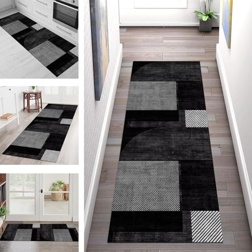 SGLGSTORE Teppich Läufer Flur Küche rutschfest Waschbar Schmutzfangmatte Schwarz Grau Teppichläufer Küchenläufer Teppichmatten 40X200CM Läufer Wohnzimmer Schlafzimmer Meterware Schmutzfangteppich SGLGSTORE Teppich Läufer Flur Küche rutschfest Waschbar Schmutzfangmatte Schwarz Grau Teppichläufer Küchenläufer Teppichmatten 40X200CM Läufer Wohnzimmer Schlafzimmer Meterware Schmutzfangteppich von SGLGSTORE