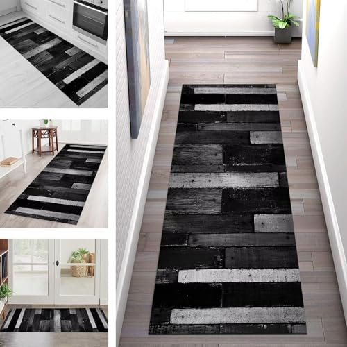 SGLGSTORE Teppich Läufer Flur Küche rutschfest Waschbar Schmutzfangmatte Schwarz Grau Teppichläufer Küchenläufer Teppichmatten 50X50CM Läufer Wohnzimmer Schlafzimmer Meterware Schmutzfangteppich von SGLGSTORE
