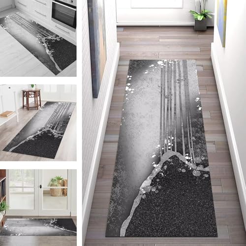 SGLGSTORE Teppich Läufer Flur Küche rutschfest Waschbar Schmutzfangmatte Schwarz Grau Teppichläufer Küchenläufer Teppichmatten 70X500CM Läufer Wohnzimmer Schlafzimmer Meterware Schmutzfangteppich SGLGSTORE Teppich Läufer Flur Küche rutschfest Waschbar Schmutzfangmatte Schwarz Grau Teppichläufer Küchenläufer Teppichmatten 70X500CM Läufer Wohnzimmer Schlafzimmer Meterware Schmutzfangteppich von SGLGSTORE