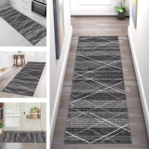 SGLGSTORE Teppich Läufer Flur Küche rutschfest Waschbar Schmutzfangmatte Schwarz Grau Weiß Teppichläufer Kücheläufer 110X500CM Teppichmatte Meterware Wohnzimmer Schlafzimmer Schmutzfangteppich SGLGSTORE Teppich Läufer Flur Küche rutschfest Waschbar Schmutzfangmatte Schwarz Grau Weiß Teppichläufer Kücheläufer 110X500CM Teppichmatte Meterware Wohnzimmer Schlafzimmer Schmutzfangteppich von SGLGSTORE