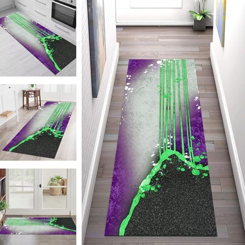 SGLGSTORE Teppich Läufer Flur Küche rutschfest Waschbar Schmutzfangmatte Schwarz Grün Violett Teppichläufer Küchenläufer Teppichmatten 50X100CM Läufer Wohnzimmer Schlafzimmer Schmutzfangteppich SGLGSTORE Teppich Läufer Flur Küche rutschfest Waschbar Schmutzfangmatte Schwarz Grün Violett Teppichläufer Küchenläufer Teppichmatten 50X100CM Läufer Wohnzimmer Schlafzimmer Schmutzfangteppich von SGLGSTORE